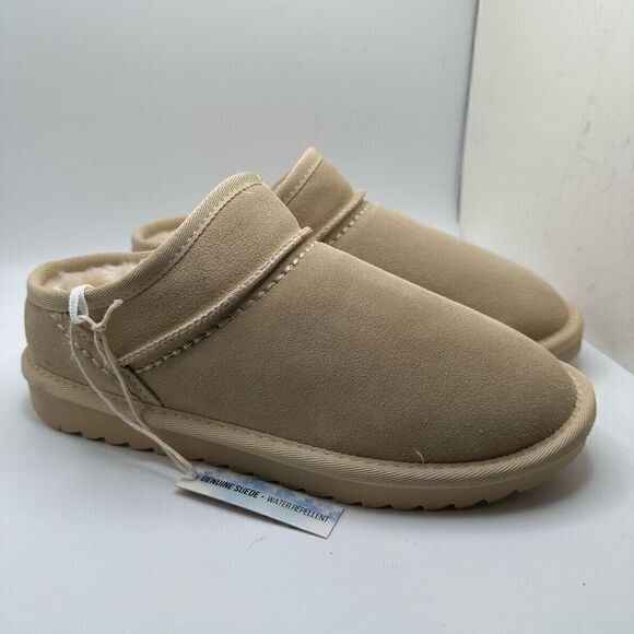 CUSHIONAIRE Women's Faux Shearling Genuine Suede cozy mule slippers +Memory Foam - Picture 1 of 8